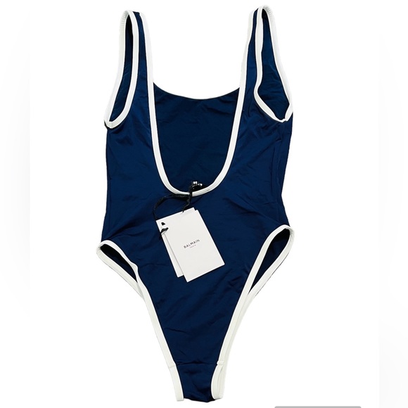 BALMAIN**Navy Logo One-Piece Swimsuit***US 4 $580 - Picture 4 of 5